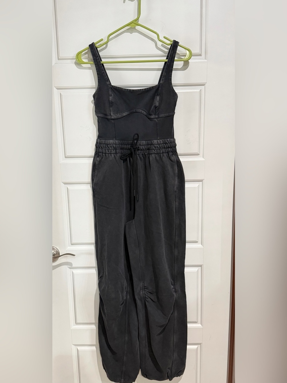 Free People Washed Black Denim Overall Jumpsuit